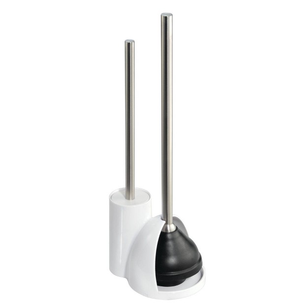 Idesign Toilet Brush With Holder And Plunger Set White