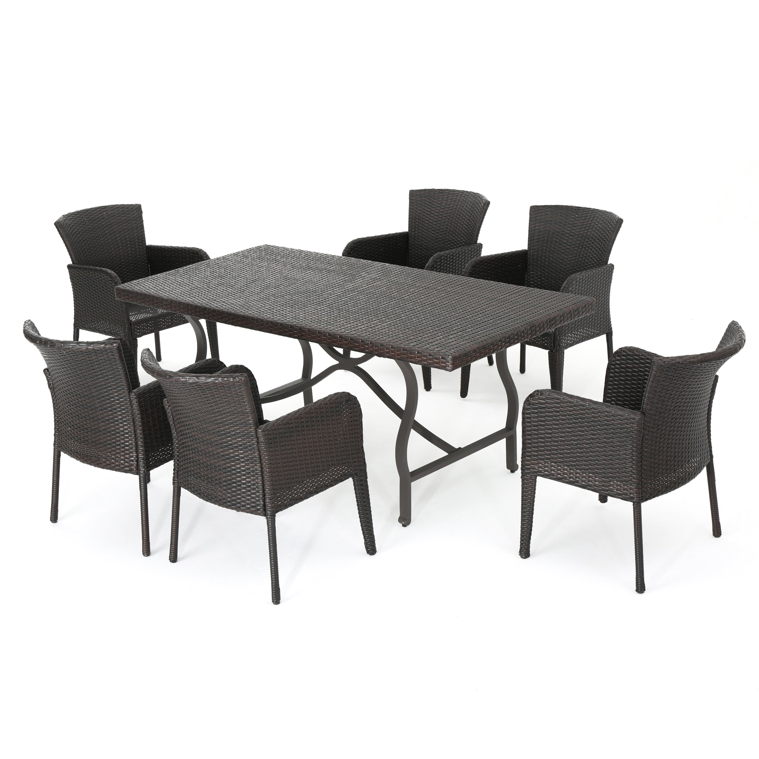 Cozumel Outdoor 7-Piece Multi-brown Wicker Dining Set