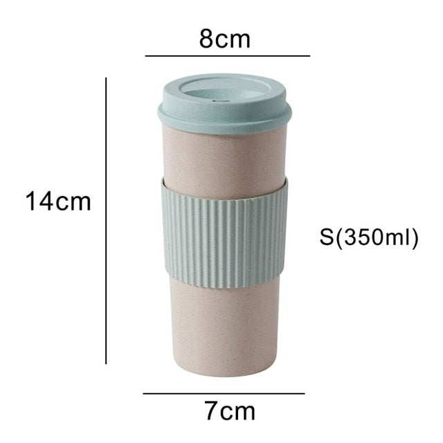 Wheat Fiber Straw Coffee Mug Double-wall Insulation Eco-friendly Coffee Cup Travel Leakproof Gift Mugs