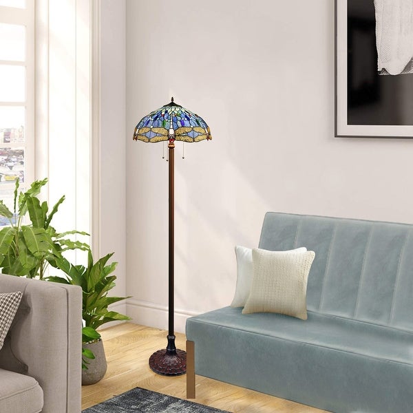 -Style Dragonfly Design Dark Bronze Floor Lamp - Dark Bronze