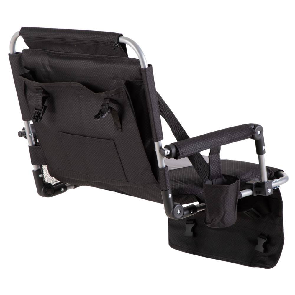 PHI VILLA Portable Stadium Seat Padded Chair with Armrests Black Gray THD-E01CC060100604