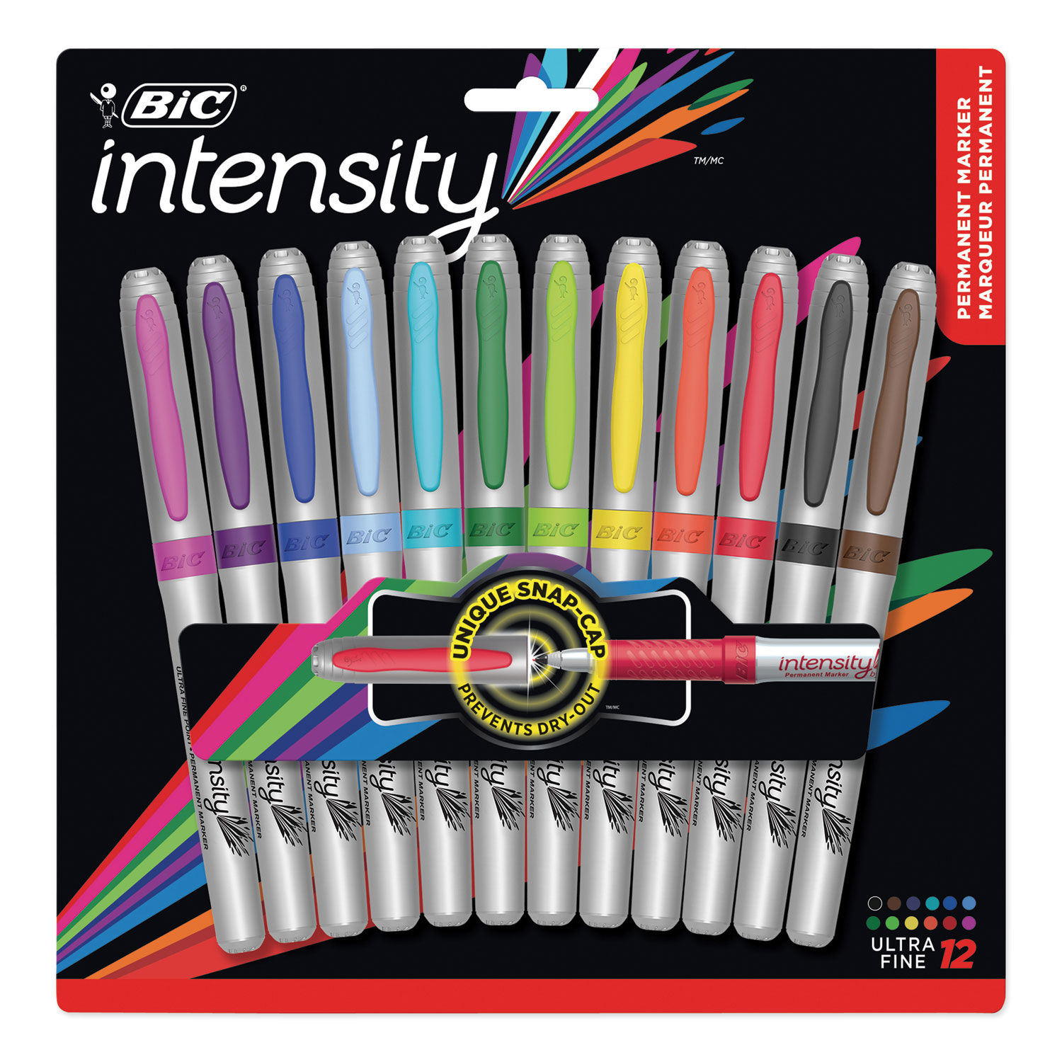 Intensity Ultra Fine Tip Permanent Marker by BICandreg; BICGPMUP12ASST