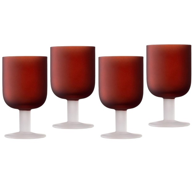 Elle Decor Frosted Glass Goblets Set Of 4 Beverage Stemmed Glass Cups 8 2 Oz Capacity