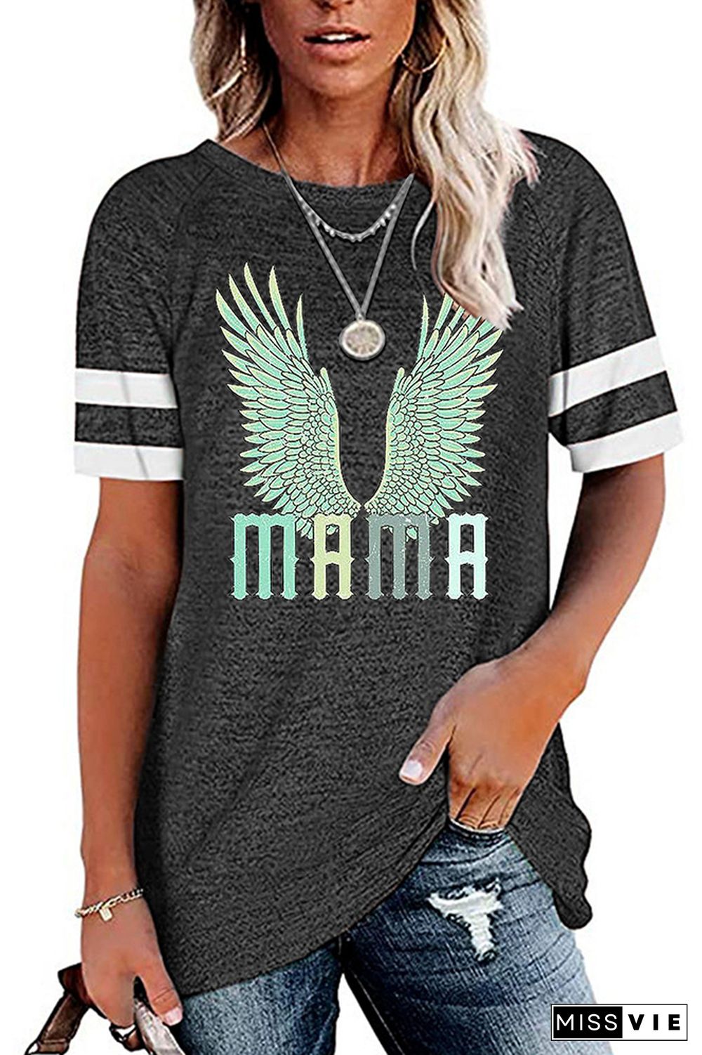 MAMA Wings Printed Graphic Tees for Women Wholesale