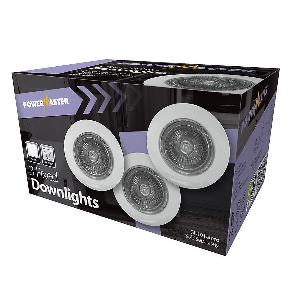 Powermaster GU10 Fixed Downlight (Pack of 3)