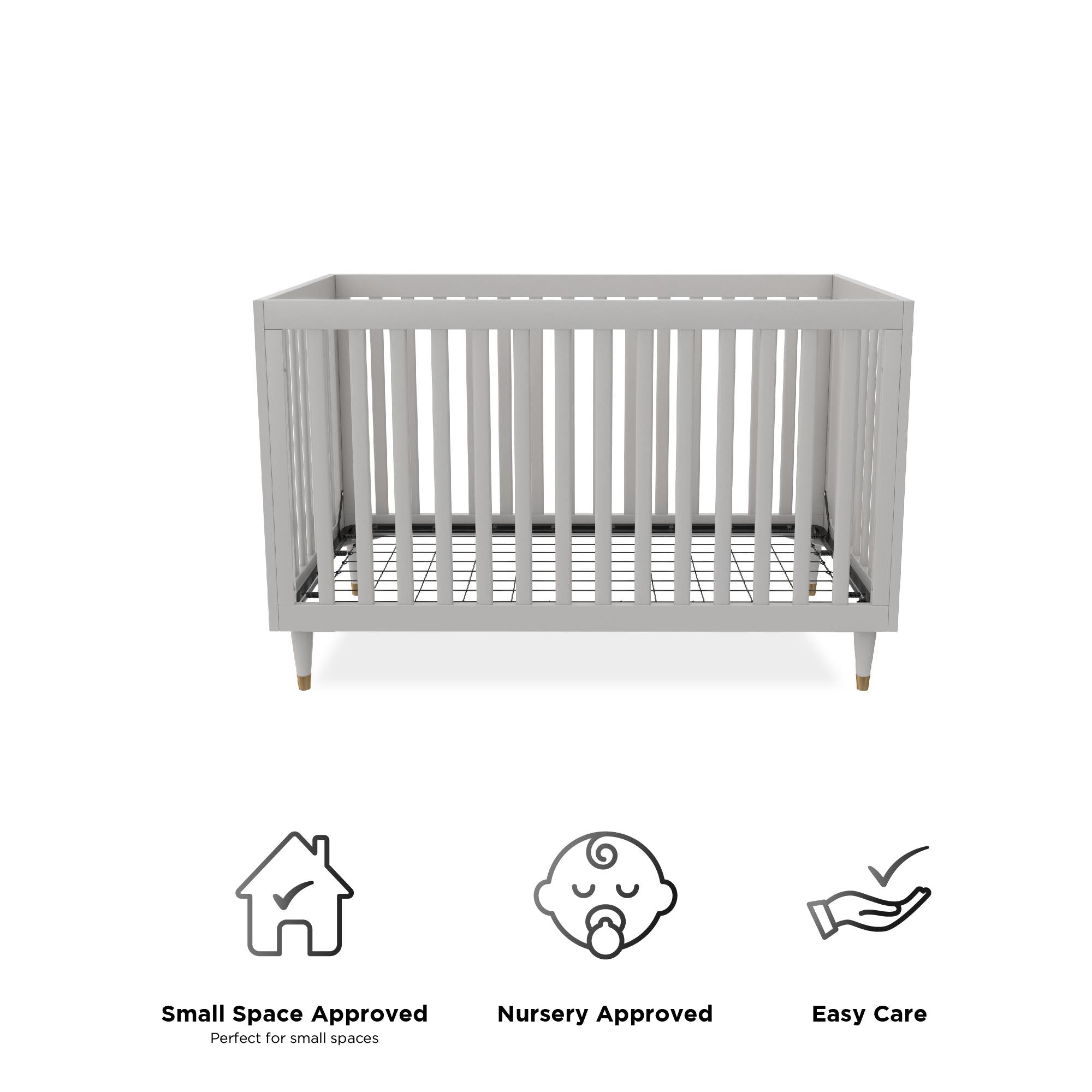 Little Seeds Rowan Valley Flint 3 in 1 Crib, Gray with Metal Legs