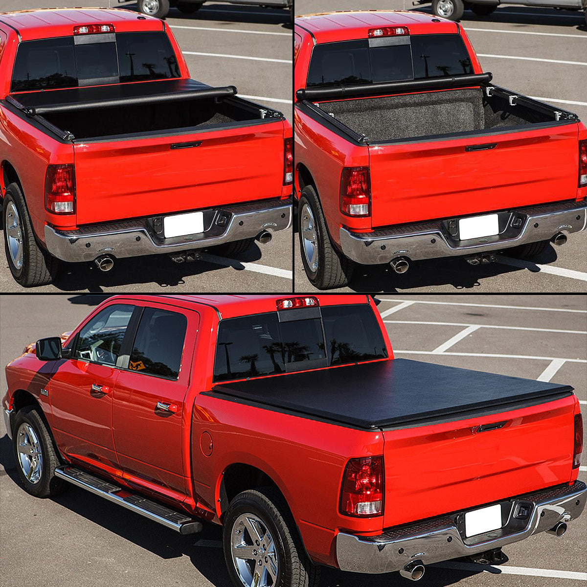 DNA Motoring TTC-RU-016 for 1999 to 2018 Ford F250/F350/F450/F550 Super Duty 6.8 Ft Short Bed Soft Roll-Up Tonneau Cover 00-17