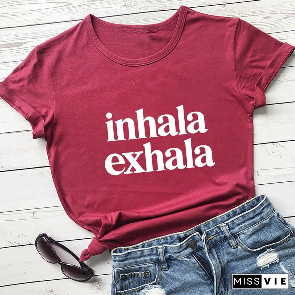 Inhala Exhala Latina Spanish Women’s Tshirt Women Funny Summer Casual Short Sleeve Top Inspirational Latina Mexican T-shirts