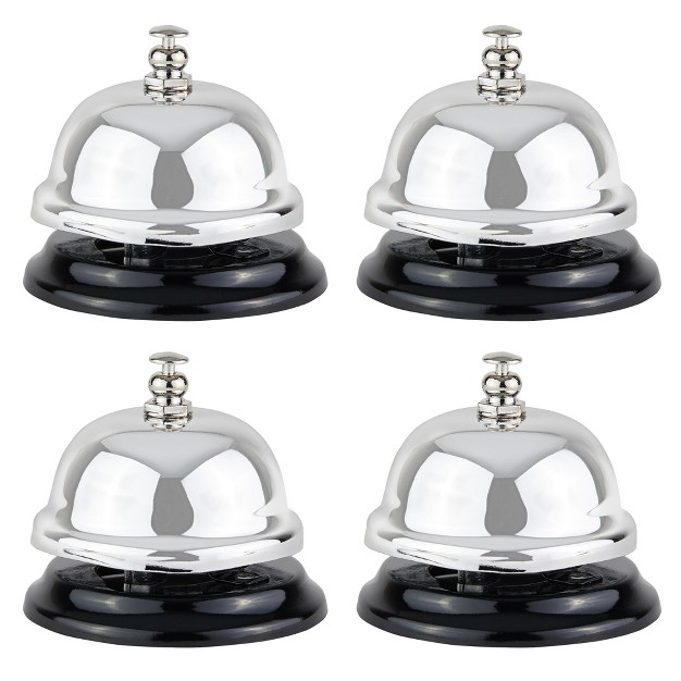 Juvale 4 Pack Mini Call Bell For Front Desk Hotel Service Kitchen Counter Restaurants silver 2 5x2 In