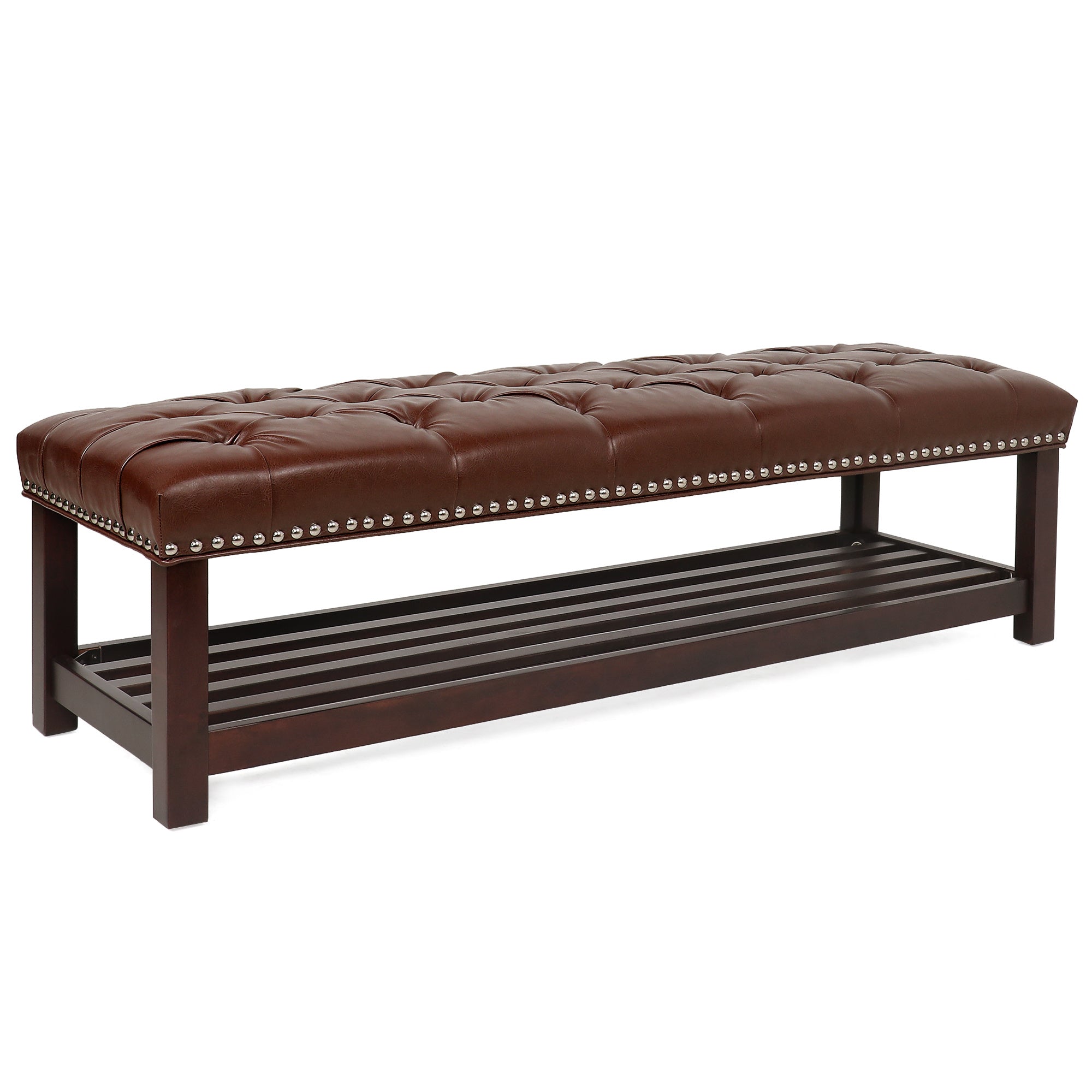 LANTRO JS Wooden Base Upholstered Bench for Bedroom for Entryway