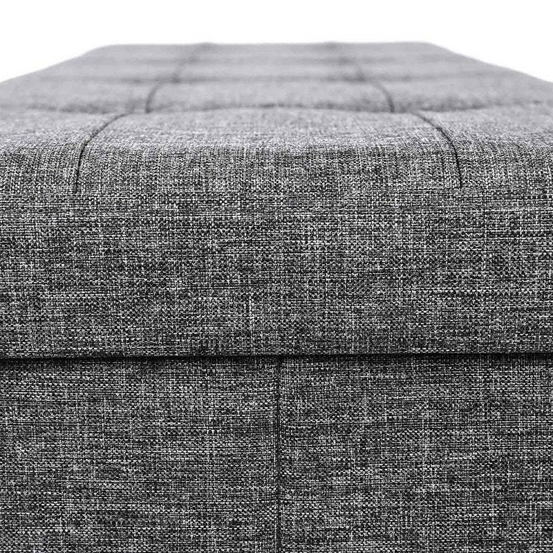 BreeBe Gray Folding Fabric Storage Ottoman Bench