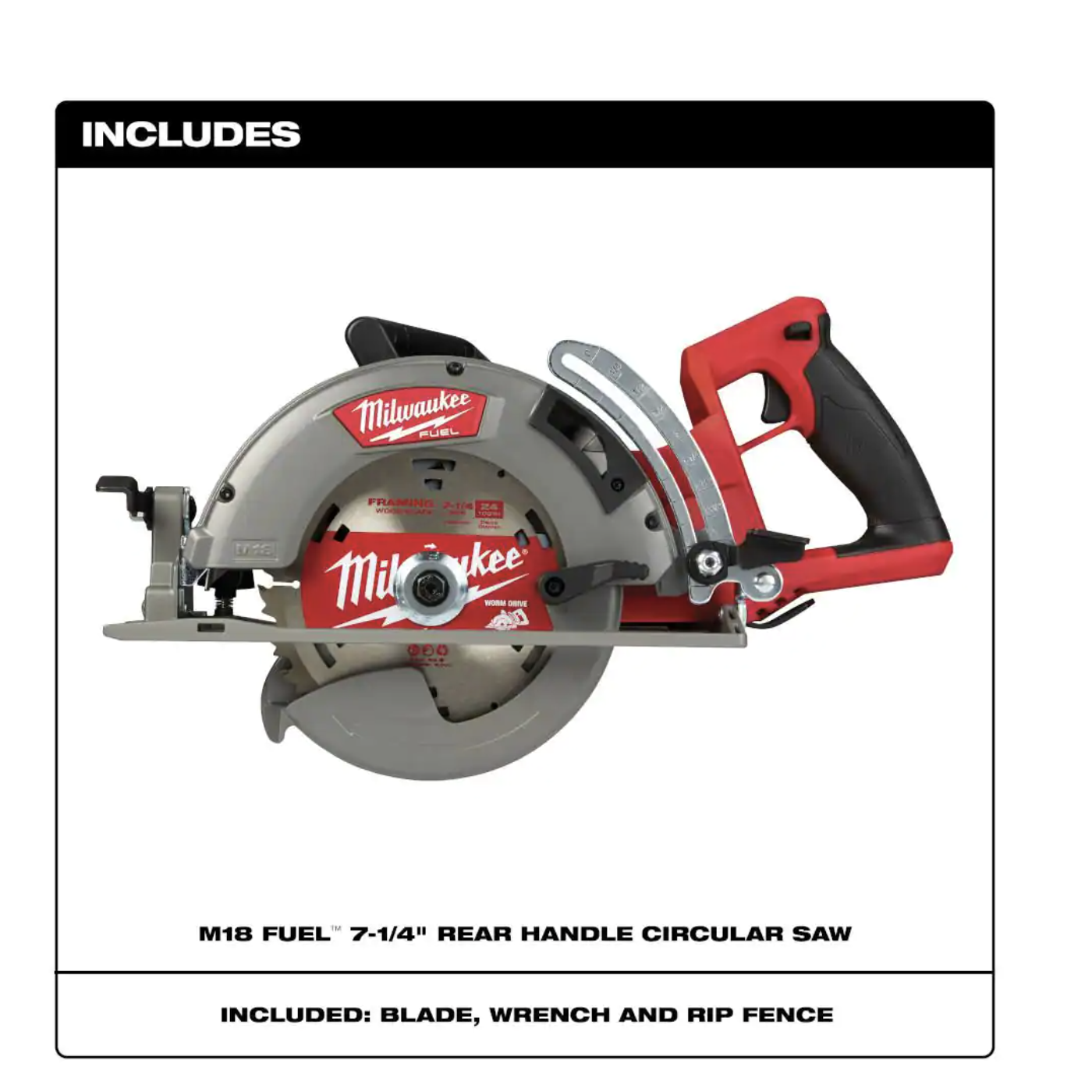 Milwaukee M18 Fuel 18V Lithium-Ion Cordless 7-1/4 in. Rear Handle Circular Saw (Tool-Only)