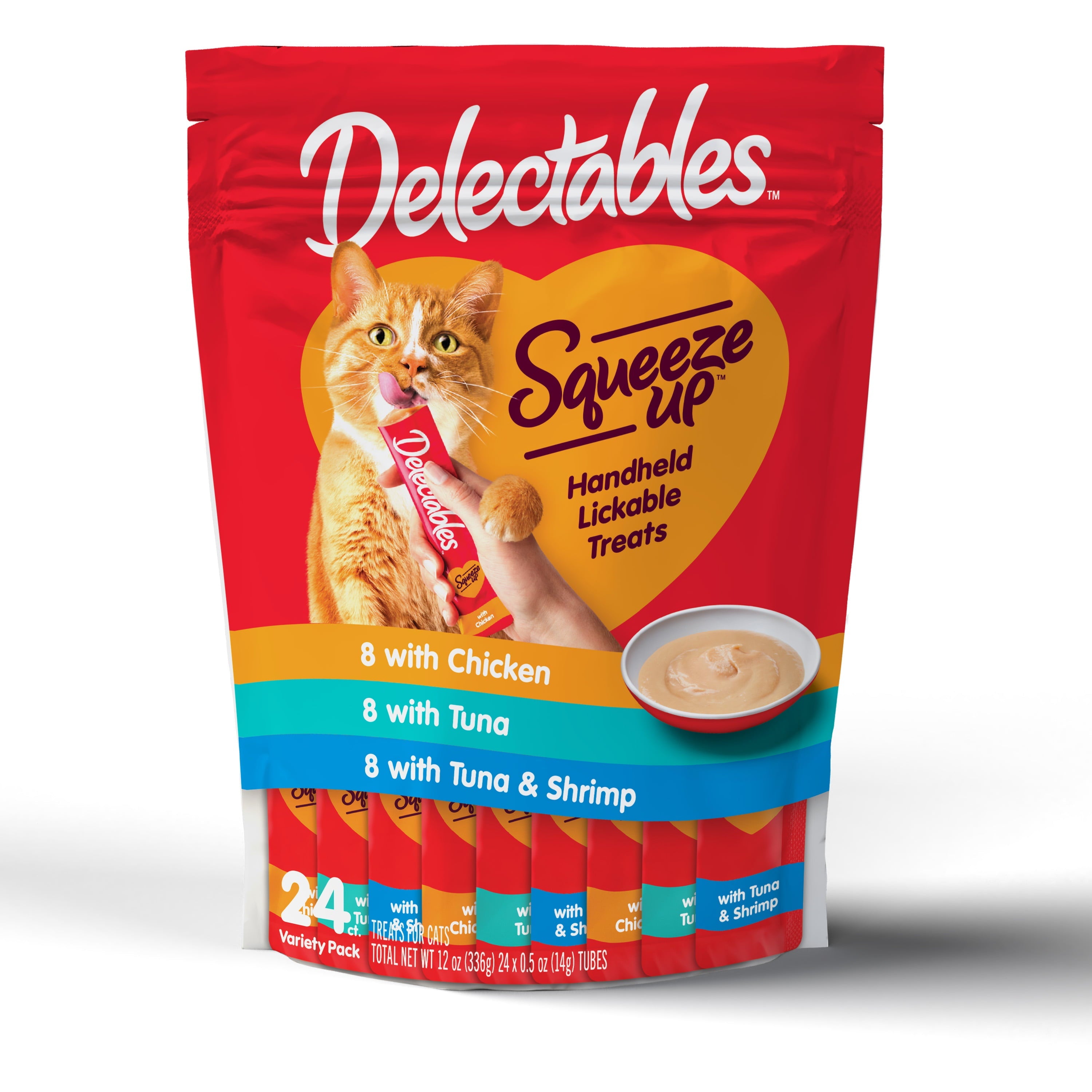 Hartz Delectables Squeeze Up Variety Pack Interactive Lickable Wet Cat Treat, 0.5oz (24 Count)