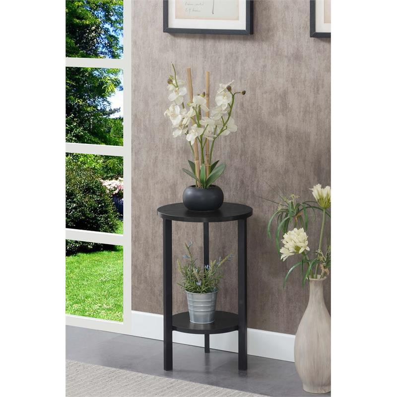 Convenience Concepts Graystone 24 Inch Plant Stand in Black Wood and Metal Frame   Transitional   Plant Stands And Telephone Tables   by Homesquare  Houzz