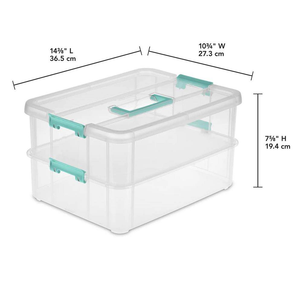 Sterilite Convenient Home 0.2 Gal. 2-Tier Layer Stack Carry Storage Box in Clear (16-Pack) 16 x 14228604