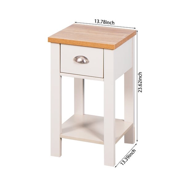 Wooden Side Table， Floor-standing Storage Table with a Drawer