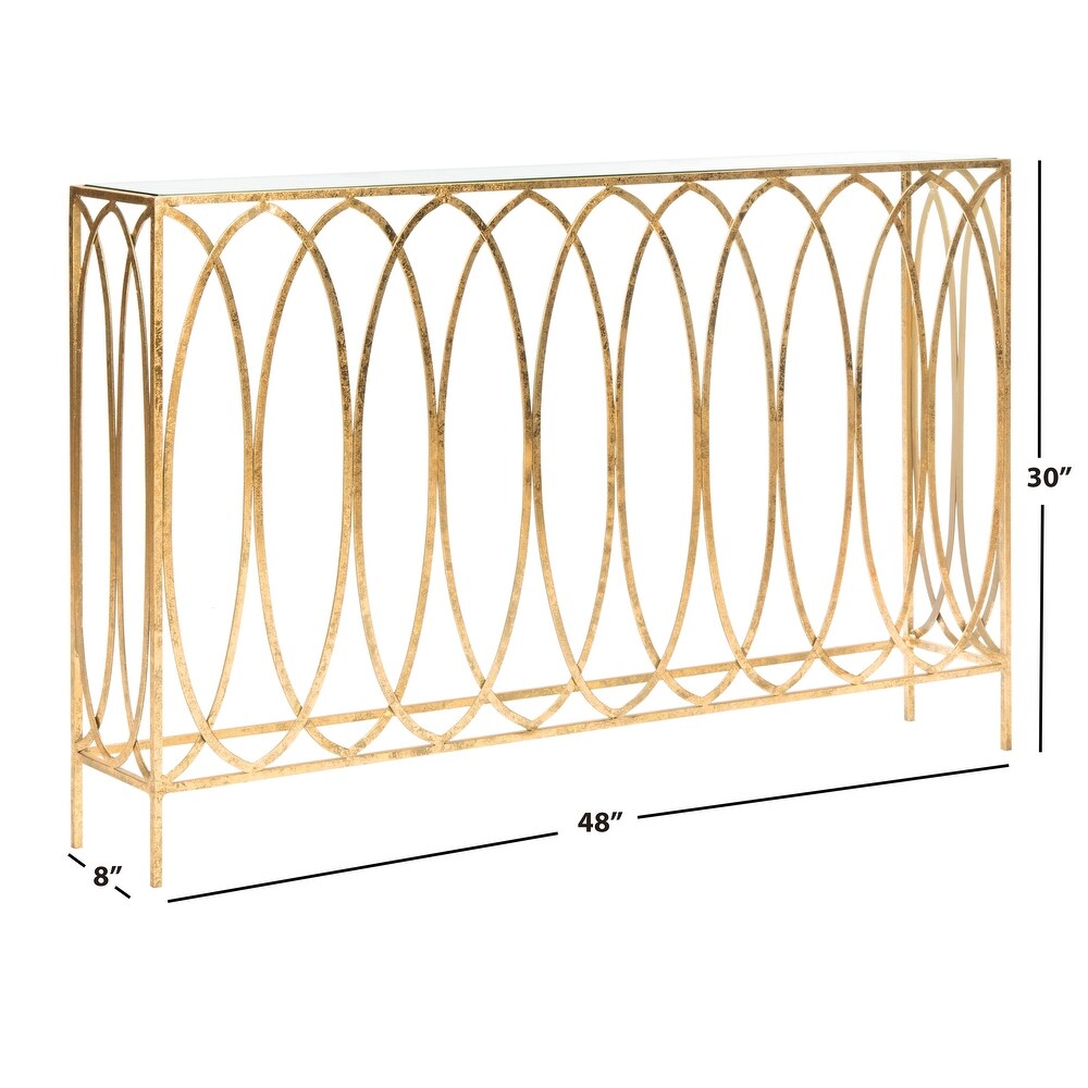 SAFAVIEH Carina Oval Ringed Gold Console Table   48\