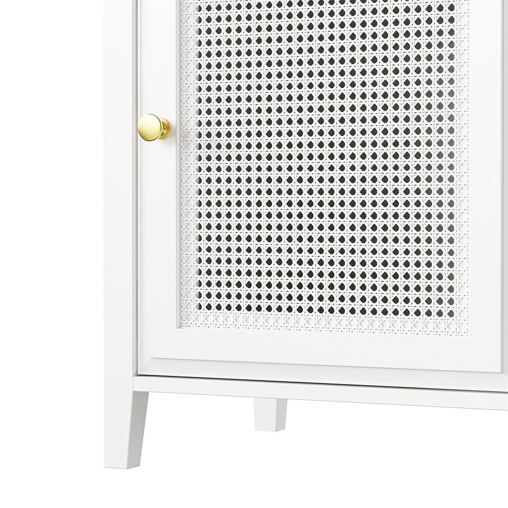 Tall Cabinet with Rattan Door Mid Century Modern Tower Cabinet Up to 63\