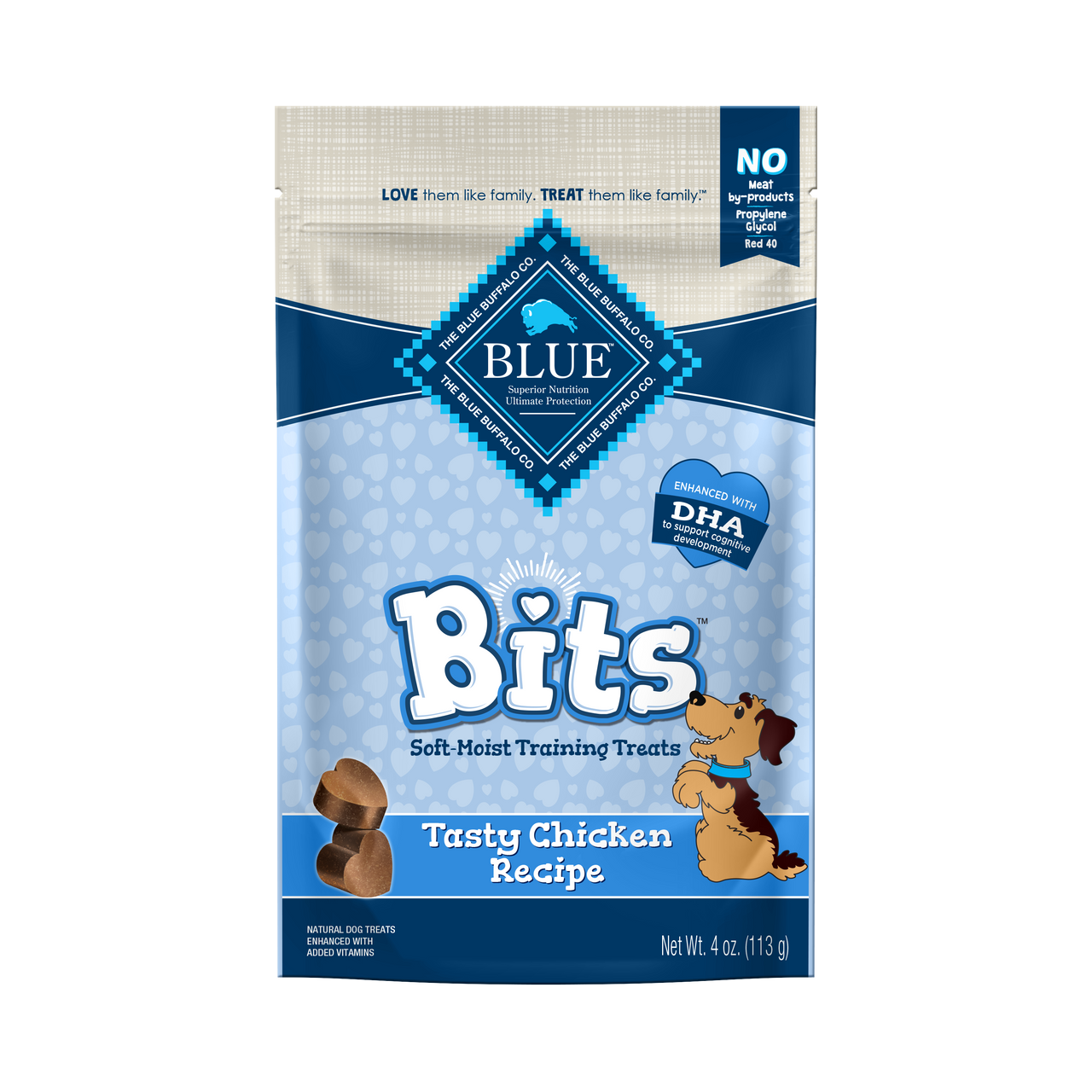 Blue Buffalo Blue Bits Tasty Chicken Recipe Soft-Moist Training Dog Treats， 4 Oz. Bag