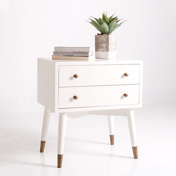 East at Main 2 Drawer Side Table with Gold Accents