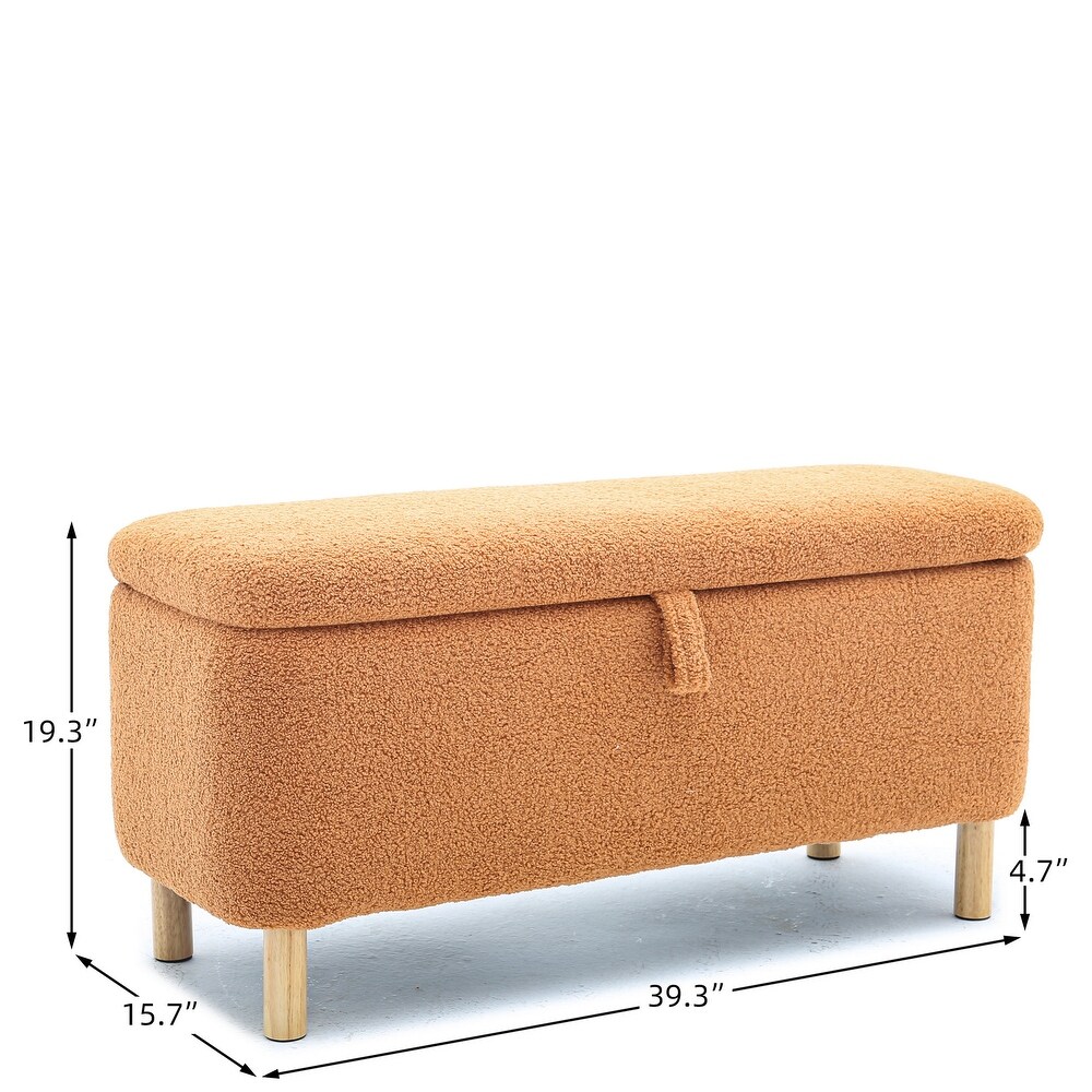 Boucle Upholstered Foot Stool Storage Bench / Entryway Benchs