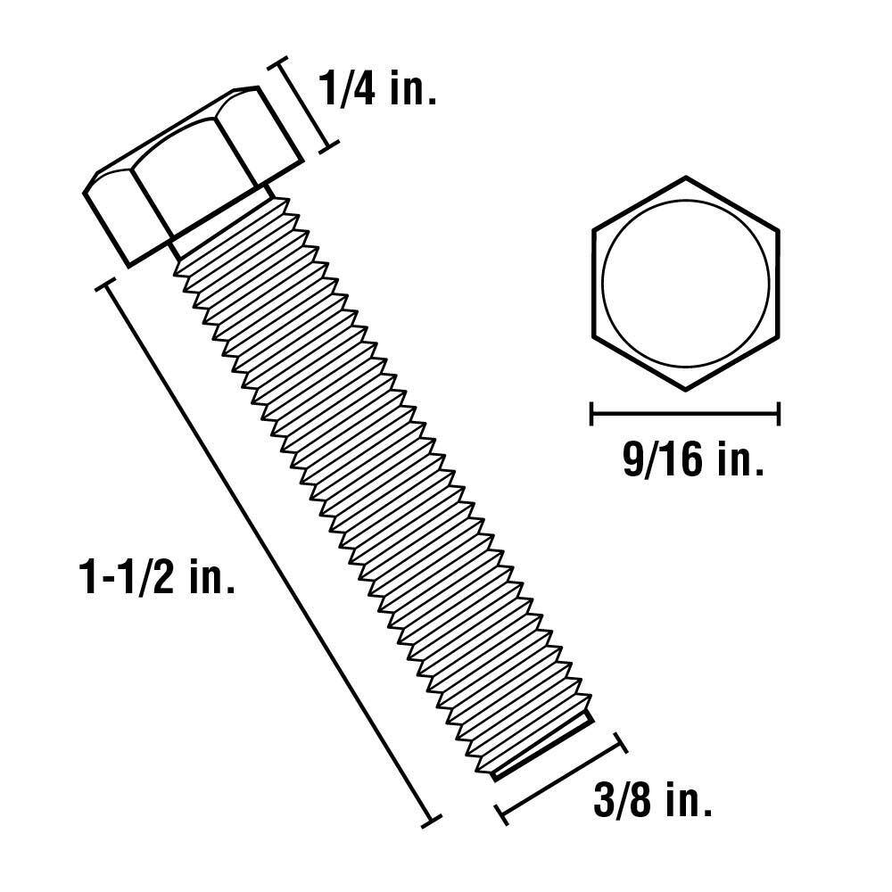 Everbilt 38 in.-16 tpi x 1-12 in. Zinc-Plated Hex Bolt 87206