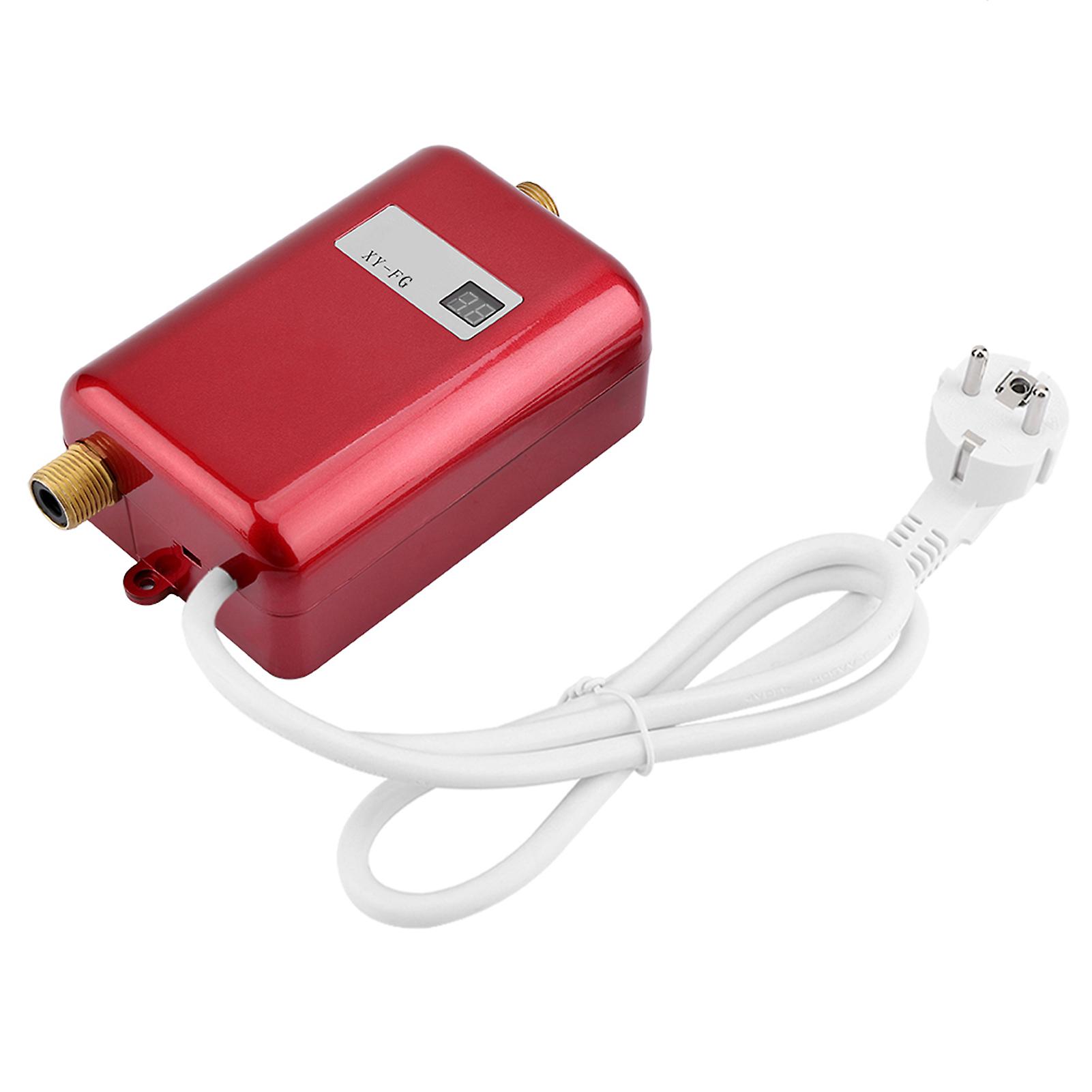 220v 3800w Mini Electric Tankless Instant Hot Water Heater Bathroom Kitchen Washing Eu Plug Red