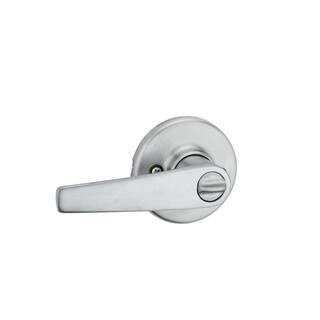 Kwikset Delta Satin Chrome Privacy Door Handle with Lock for Bedroom or Bathroom 300DL26D6ALRCS