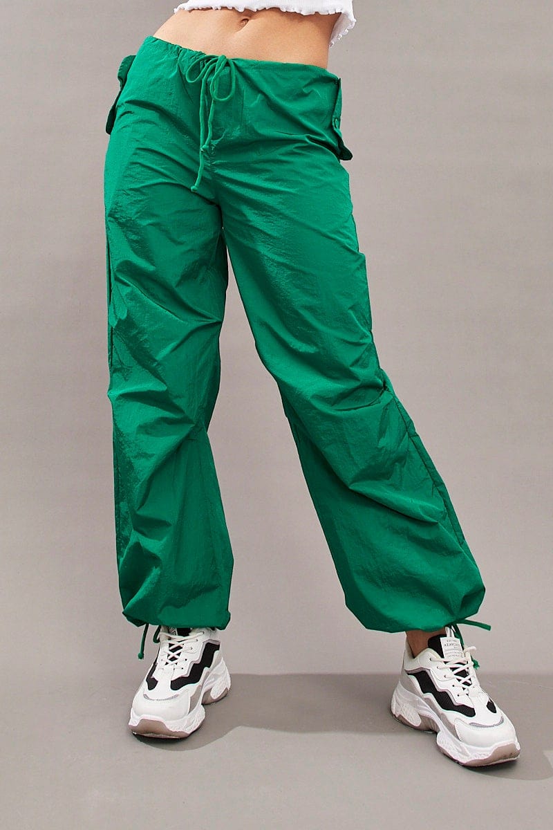 Green Utility Relaxed Pant Low Rise