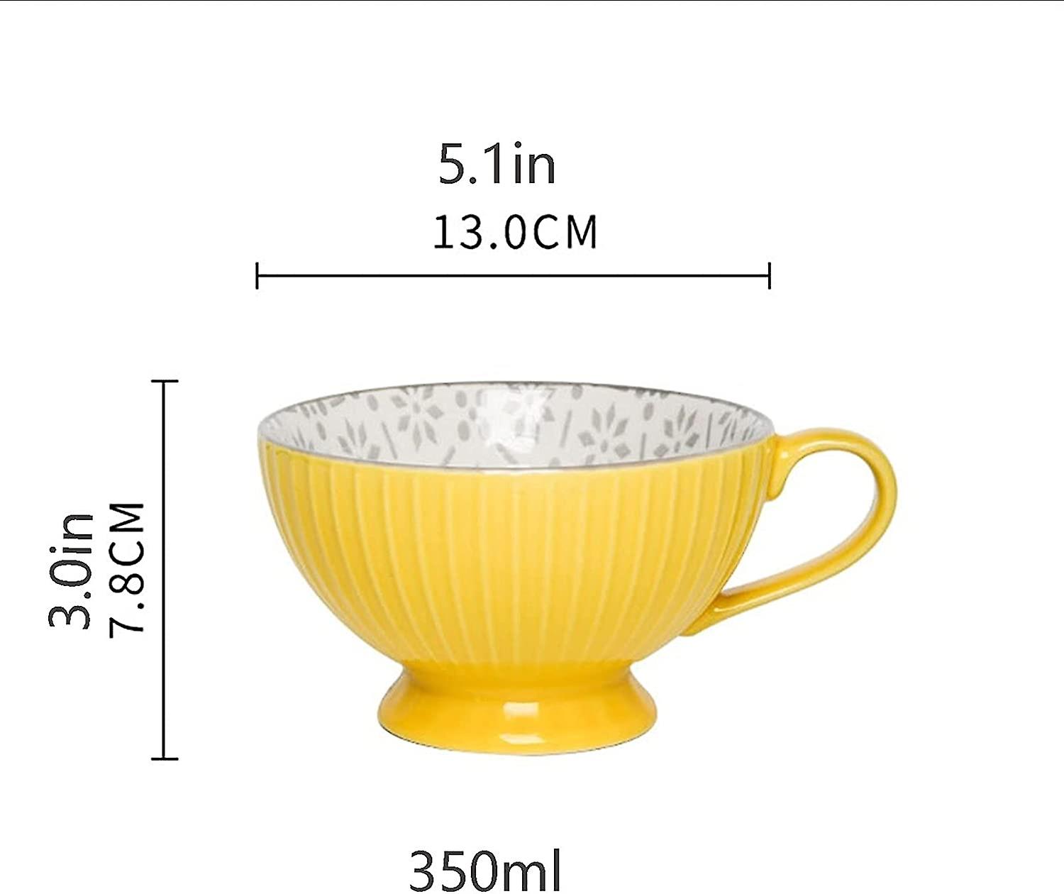 Coffee Mug Coffee Mug，ceramic Big Belly Mug With Milk Cup Anti-scalding Coffee Cup Household Milk Tea Fruit Cup Cereal Cup Yellow Blue Tea Cup (color