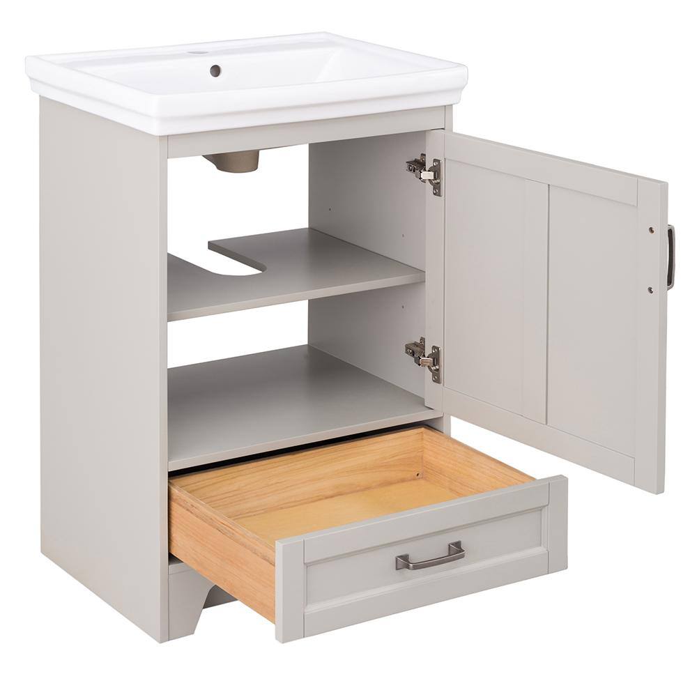 Home Decorators Collection Evie 24 in. W x 18 in. D Vanity Cabinet in Grey with Vitreous China Vanity Top in White with White Sink EIGVT2418D