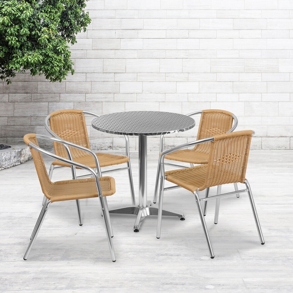 Rattan/ Steel/ Aluminum Indoor Outdoor 5 piece Round Dining Set