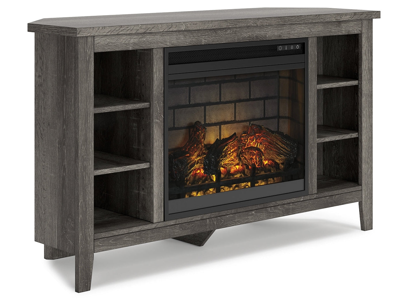 (Online Special Price) Arlenbry Gray Corner TV Stand with Electric Fireplace