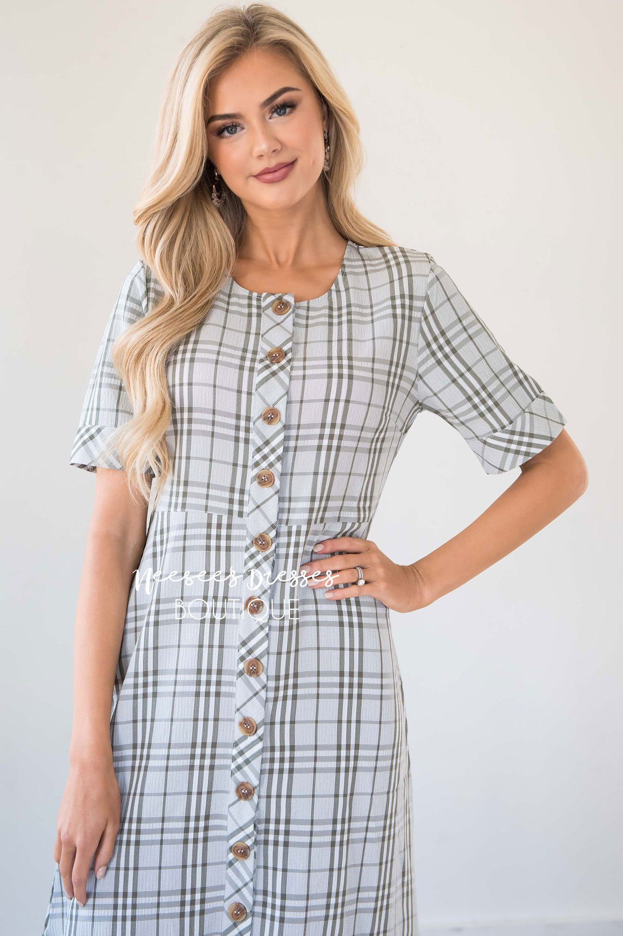 The Chateau Plaid Button Front Dress