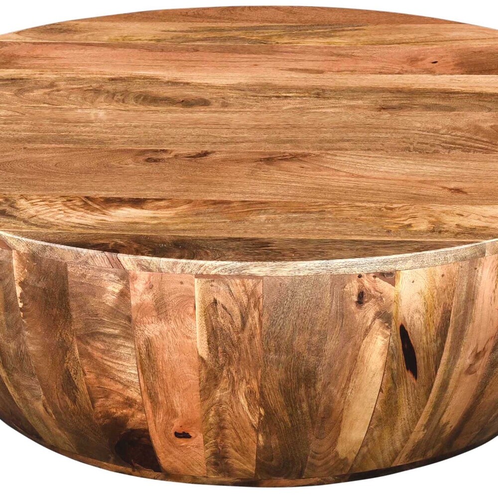 Mango Wood Dark Brown Round Coffee Table