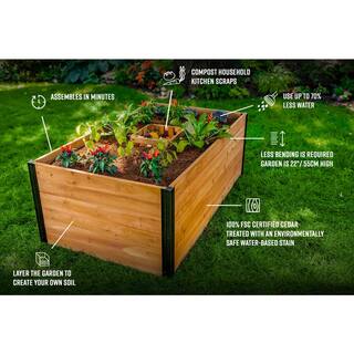 VITA Mezza 3'L x 5'W x 22H Cedar Keyhole Composting Garden Golden Brown VT17702 VT17702