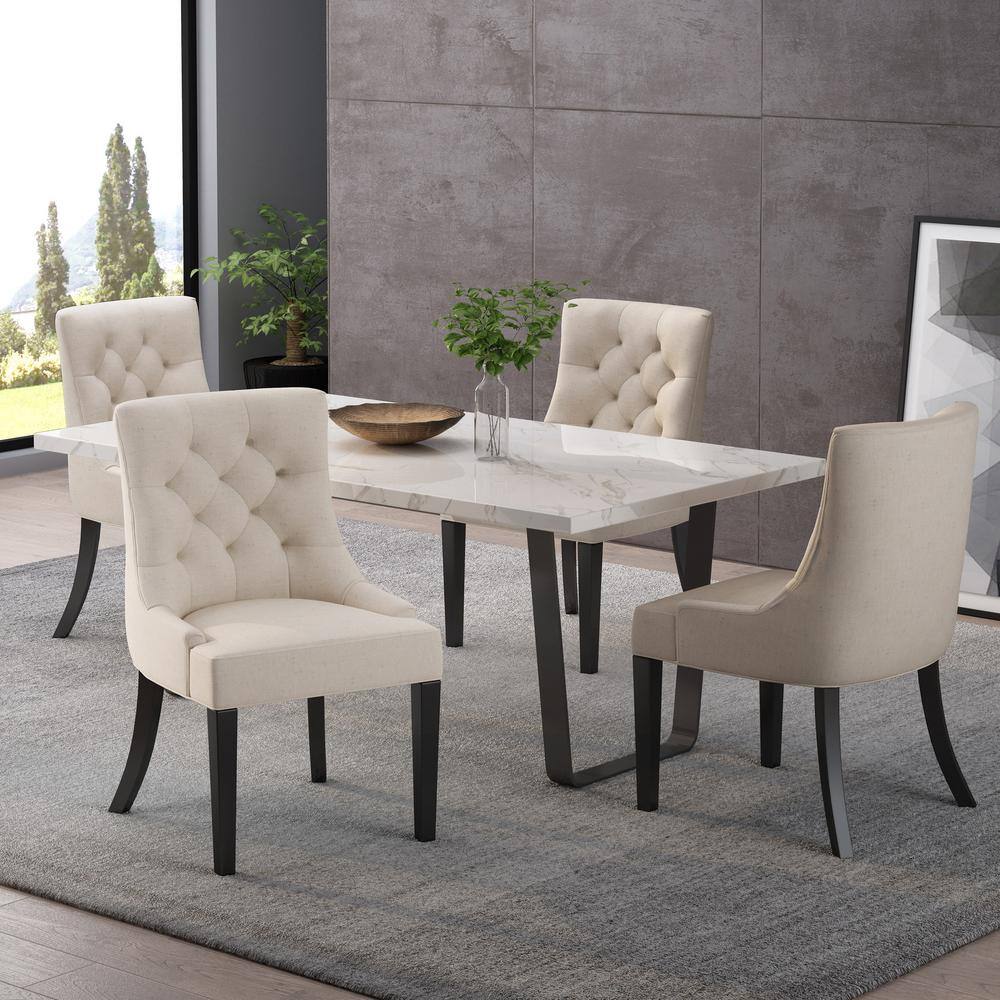 Noble House Hayden Beige Upholstered Dining Chairs (Set of 4) 82898