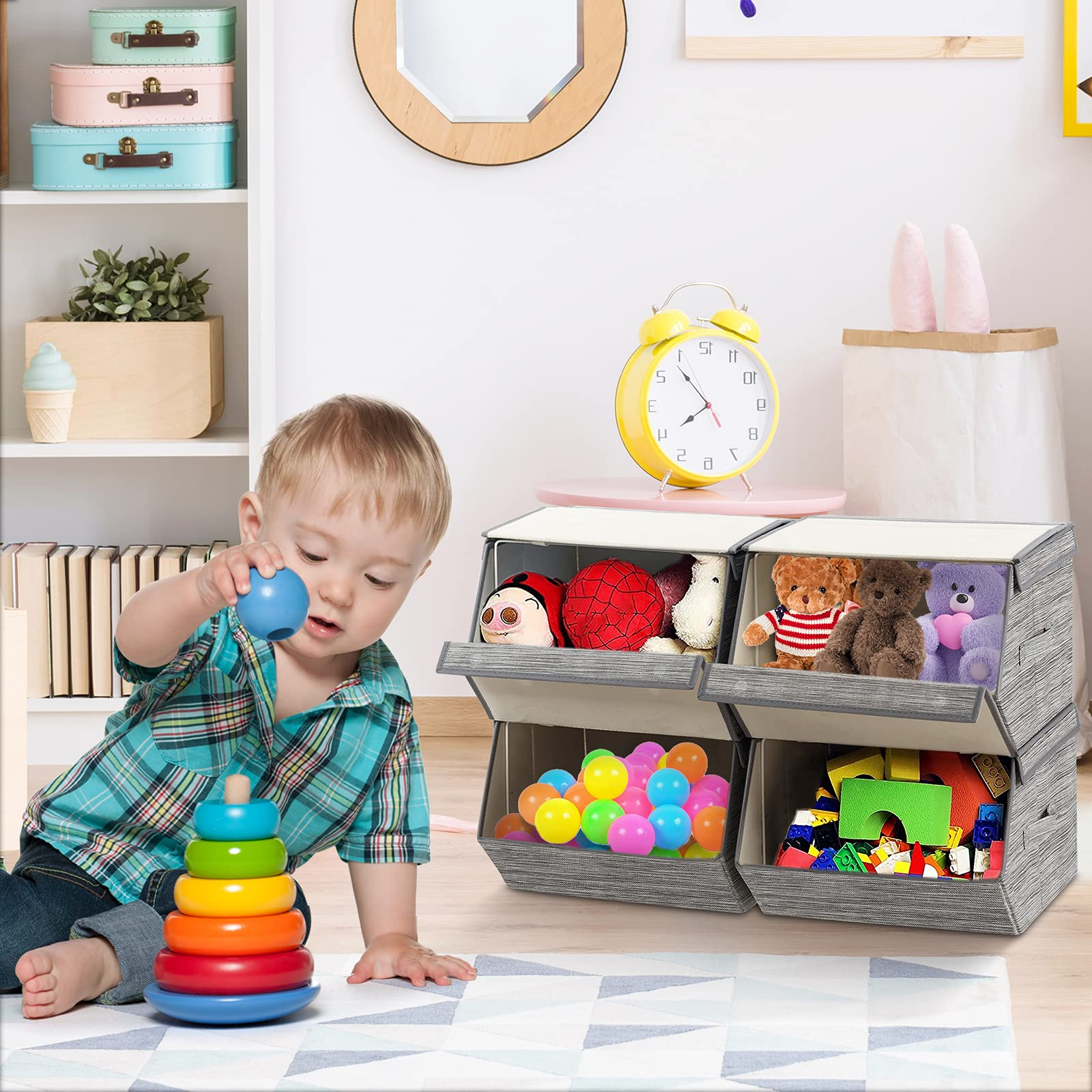 Costzon Fabric Toy Box Chest Organizer for Kids