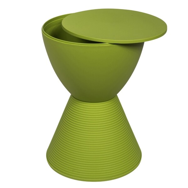 LeisureMod Boyd Modern Storage Side Table Plastic Ribbed End Table