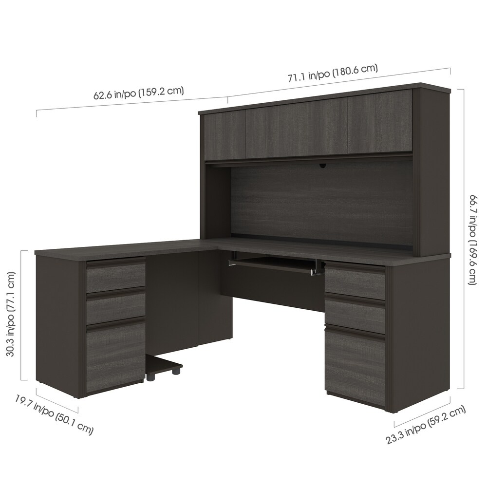 Bestar Prestige Plus L shaped Desk with Hutch