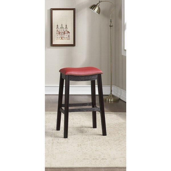 Burgundy PU Upholstery Bar Stool， Set of 2