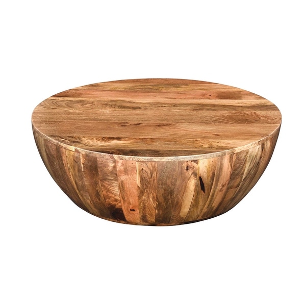 Mango Wood Dark Brown Round Coffee Table