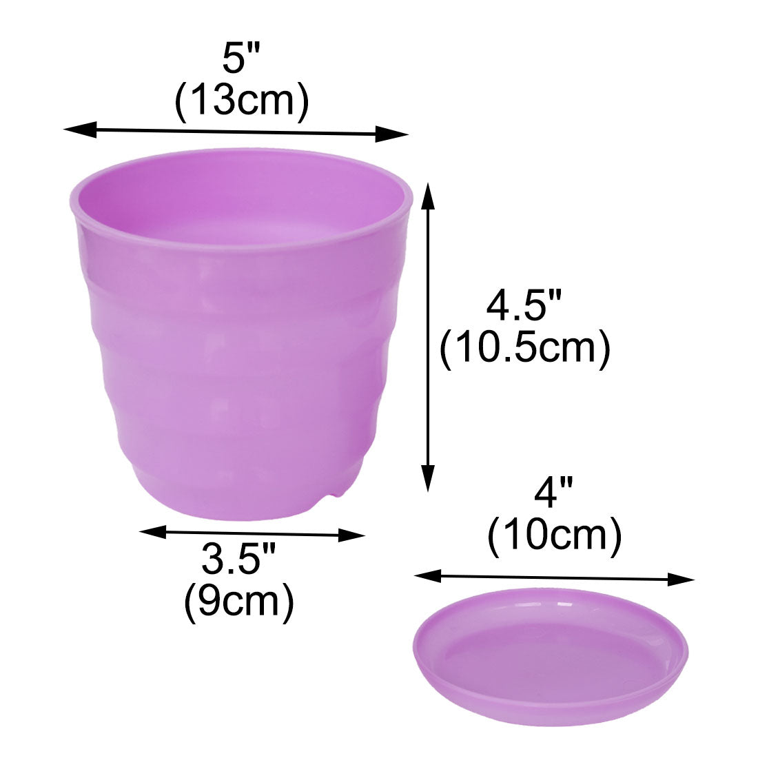 Uxcell 5 inch Dia Purple Plastic Round Plant Planter Flower Pot Home Garden Decor