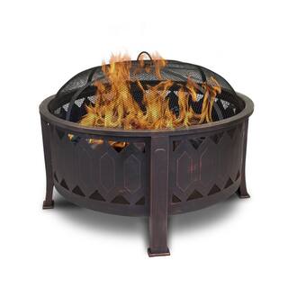 29.75 in. W x 24 in. H Outdoor Round Leisure Metal Wood Burning Fire Pit in Oil Rubbed Bronze 5503