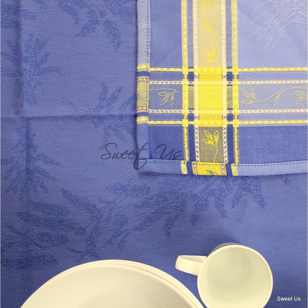 Wipeable Spill Resistant French Jacquard Lavender Tablecloth Rectangle