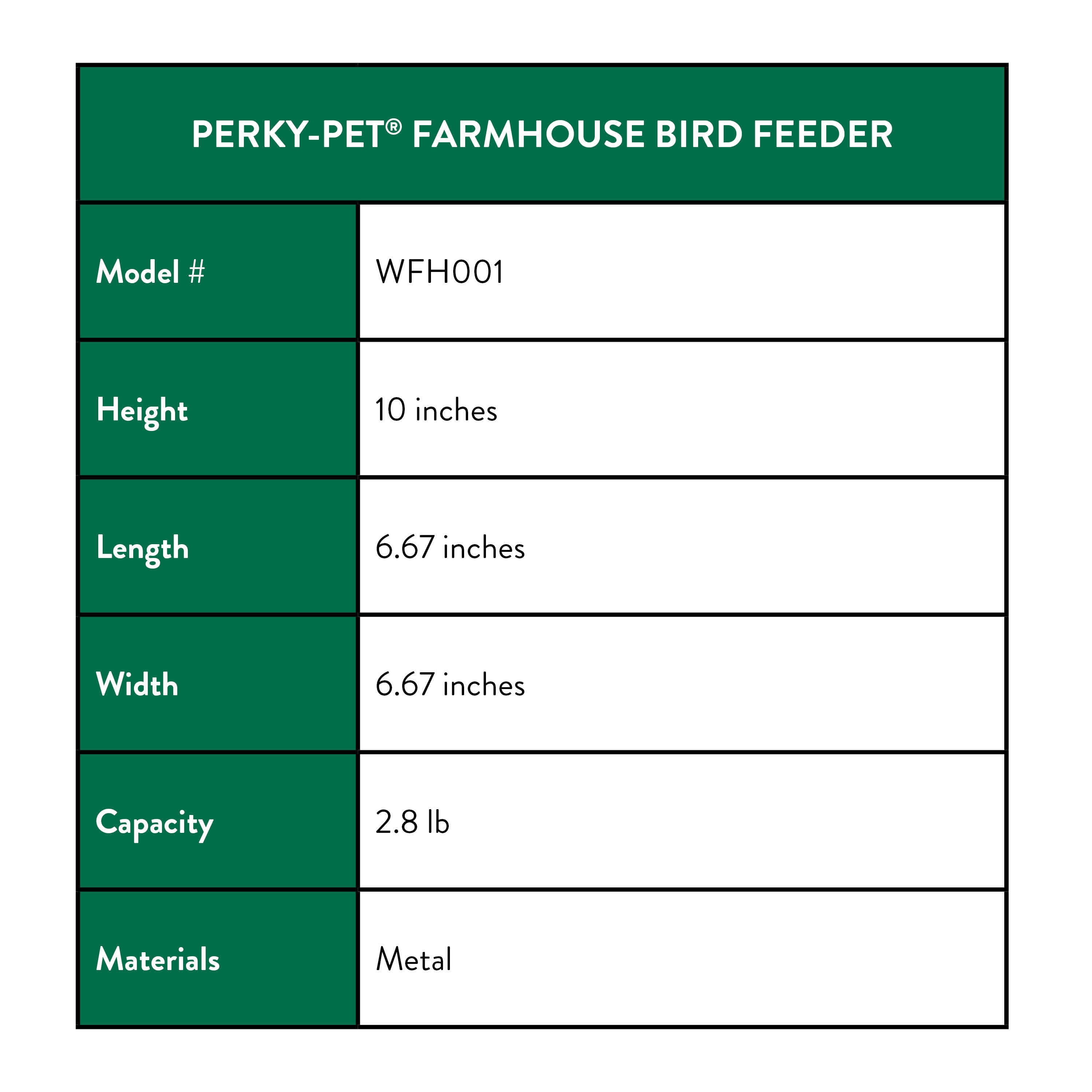 Perky-Pet Farmhouse Bird Feeder – 2.8 lb Capacity