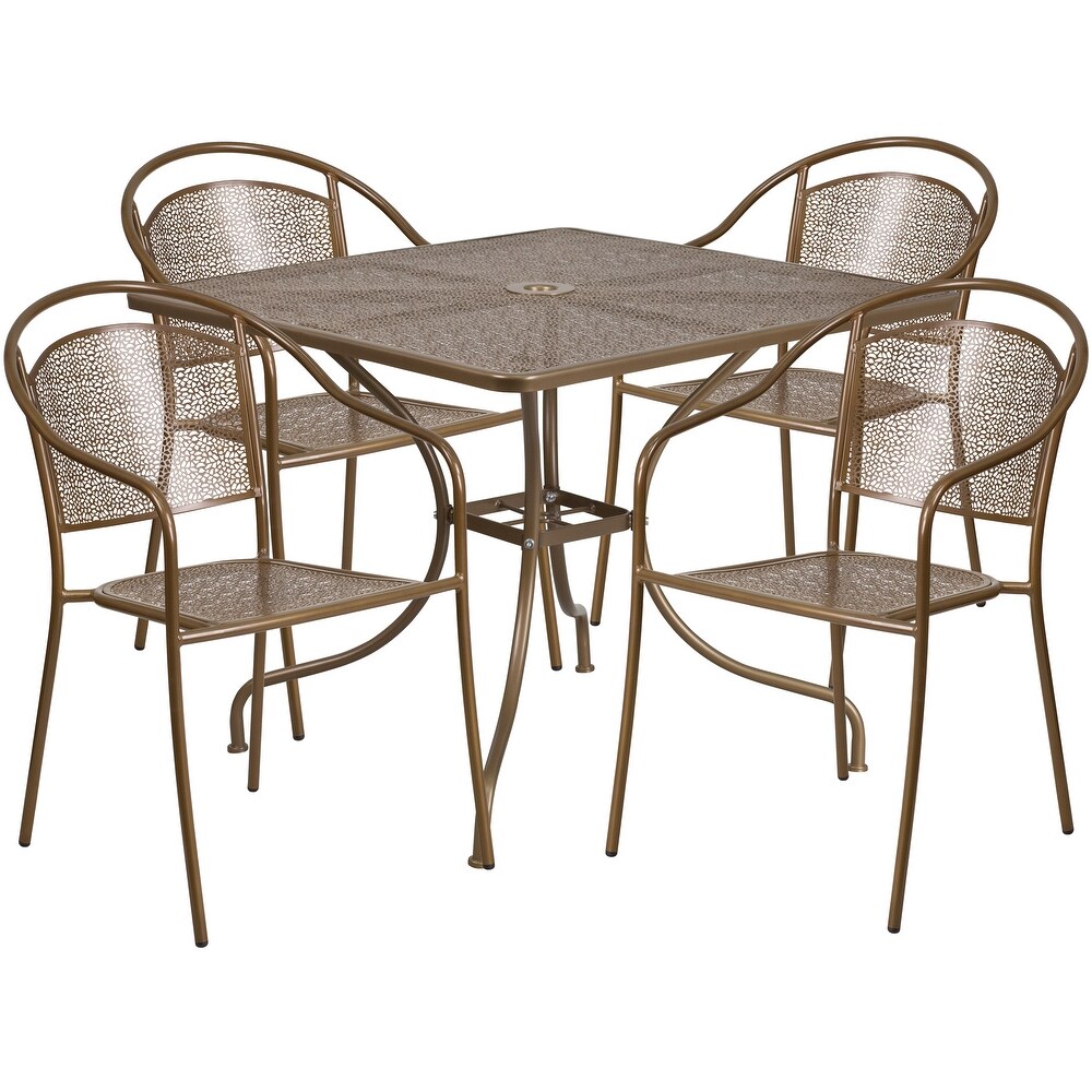 35.5 inch Square 5 piece Indoor/ Outdoor Steel Dining Set