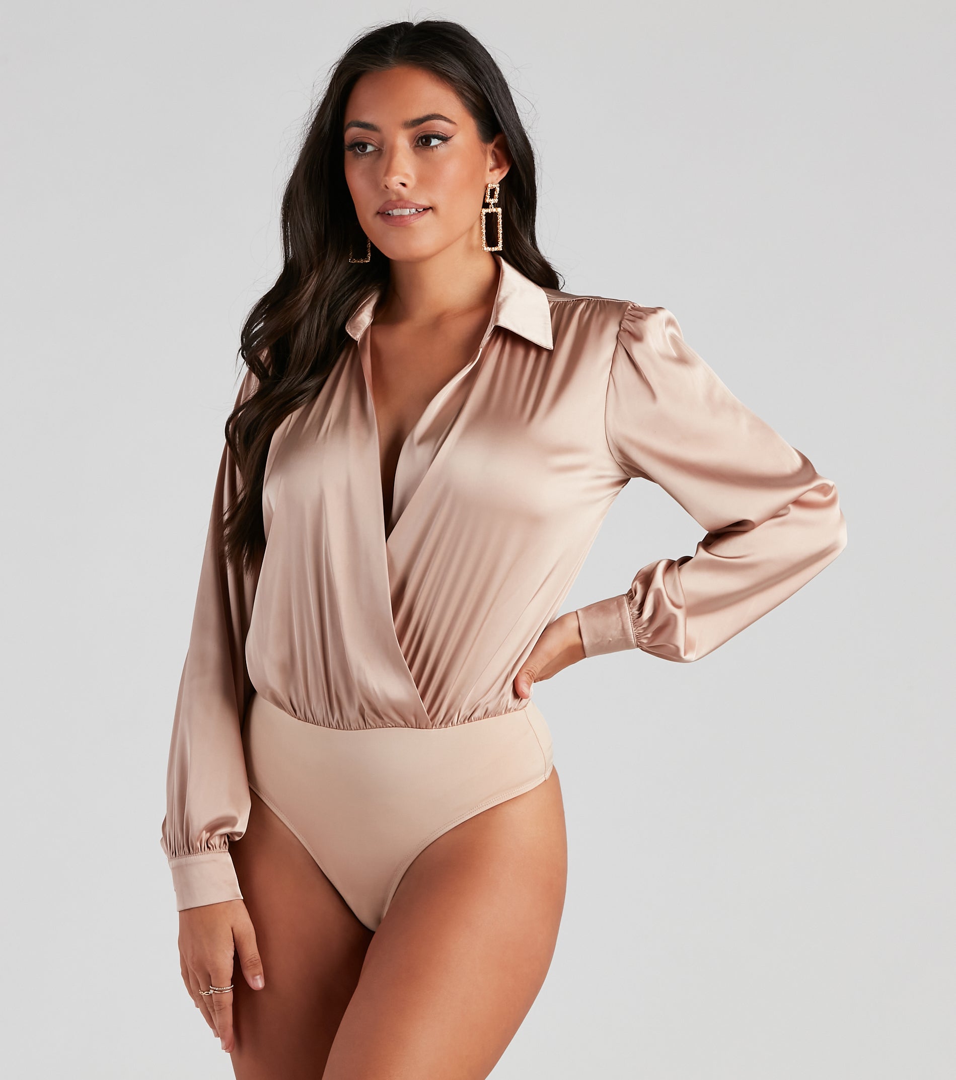 Sleek Satin Collared Bodysuit