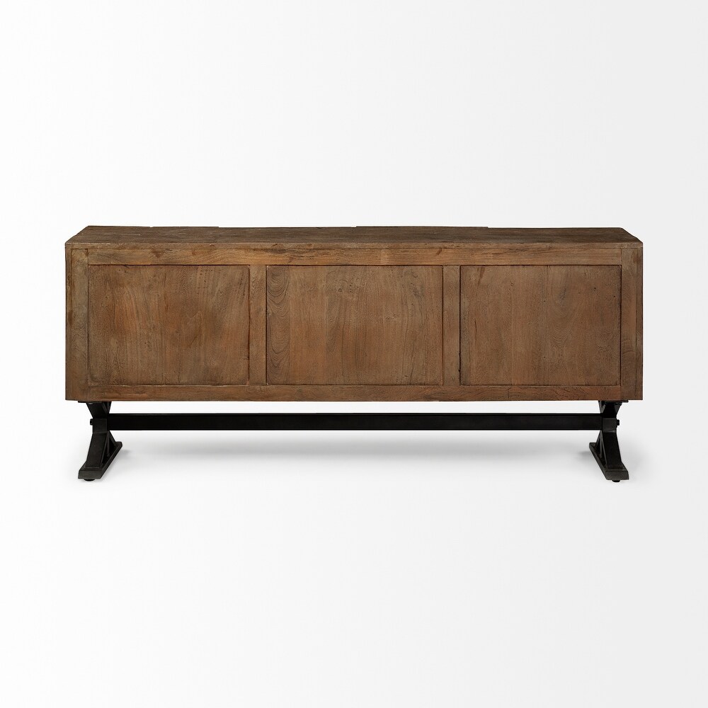 Hollingworth Medium Brown Solid Wood w/Black Iron Base Sideboard   72\