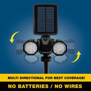 Bell + Howell Solar Powered Motion Activated Integrated LED Black Outdoor Bionic Spotlight Duo Area Light 7782